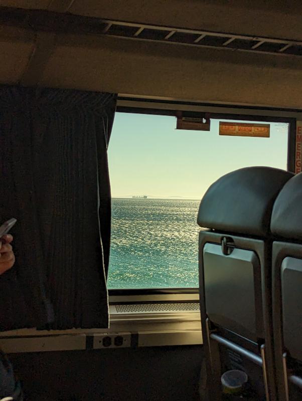 The view of the Pacific Ocean from the Coast Starlight, north of Santa Barbara