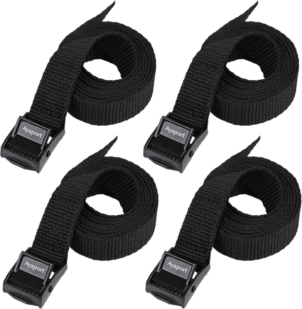 Four belts, each with a spring-loaded metal clasp already sewn in